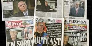 The front pages of some of Britain's major newspapers after Prince Andrew announced he was stepping down from royal duties.