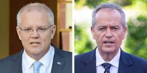 Scott Morrison and Bill Shorten on the first day of the federal election campaign for 2019. 
