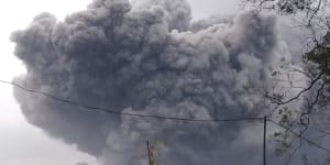 Volcano on Indonesia's Java island spews hot clouds