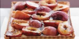 Marsala and nectarine pie