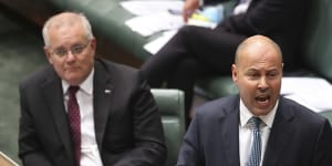 Prime Minister Scott Morrison and Treasurer Josh Frydenberg. They may have to decide between tax cuts and a lift in inflation.