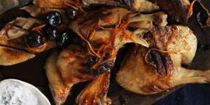 Barbecued duck with cherries