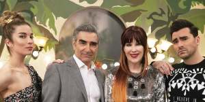 Eugene Levy (second from left) with Schitt’s Creek co-stars Annie Murphy,Catherine O’Hara and Dan Levy.