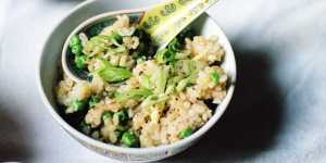 Vegetarian fried rice makes a quick and healthy supper.