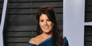 Monica Lewinsky walks off the stage after question about Bill Clinton