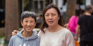 Vivienne Wang and son Anson,taking about the election in Box Hill in the electorate Chisholm.