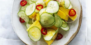 Cucumber,pineapple and chilli pickled salad.