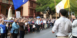 The 2022 Day of the Unborn Child rally outside NSW Parliament,Macquarie Street.