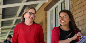 Premier Jacinta Allan with Labor candidate for Mulgrave,Eden Foster.