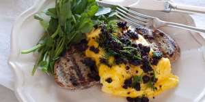 Black pudding is delicious crumbled over eggs.