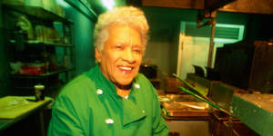 Long-standing and respected chef Leah Chase at Dooky Chase's restaurant in New Orleans.