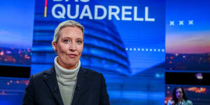 AfD leader Alice Weidel takes part in a televised discussion in Germany last Sunday.