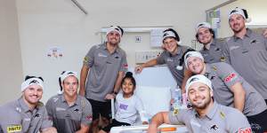 Penrith Panthers players visiting Napean Hospital this week.