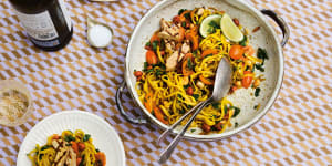Sweet,sour,salty and spicy:This colourful noodle dish uses flavours of the Thai dish som tum.