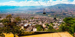 Medellin has a good public transport system,including cable cars.