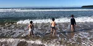 My three sons:Peter Papathanasiou’s boys get their beach adventure.