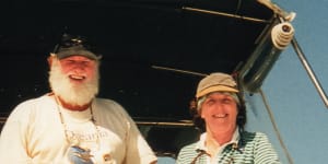 Trish and Wally Franklin on Moon Dancer in 2002.