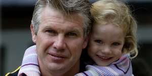 Frawley with daughter Keeley then aged three and a half in 2004.