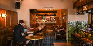 Tartan carpet leads into the pub dining room.