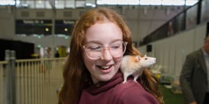Annabel Ashton with her pet rat Tinkerbell at the Easter Show.