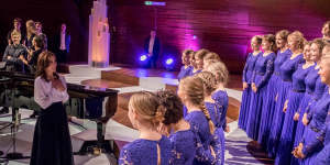 The then Crown Princess Mary attending a Christmas concert by the Danish National Girls’ Choir in 2018.