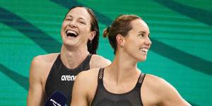 Cate Campbell,pictured with Dolphins teammate Emma McKeon,will compete at her fourth Olympics. 