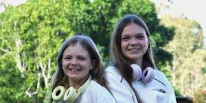 Twelve-year-old Olivia (right) and her younger sister Frankie (left) have tried their hand at coding through school.