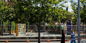 Fairfield’s Crescent Plaza was fenced off by the council and NSW Police on Tuesday.