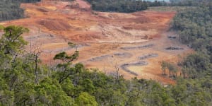 Bauxite mining in the northern jarrah forest.