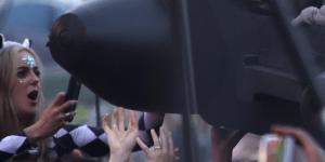 Banksy launched an inflatable migrant boat into the crowd during Idles’ set.