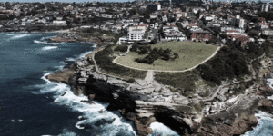Drone vision of Marks Park,from off the coast of Tamarama.
