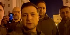 Ukrainian President Zelensky in a selft-shot video on Saturday AEDT,saying his team is staying put.