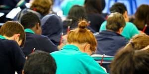 Students sit the NAPLAN test. 