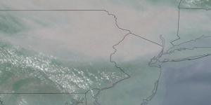 This satellite image taken on Wednesday shows smoke from Canadian wildfires drifting across parts of New York,New Jersey and Pennsylvania. 