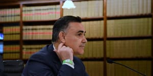 In the hotseat:John Barilaro gives evidence at state parliament on Monday. 