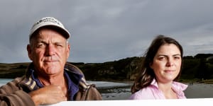 Rocky reception for sea wall at picturesque Victorian beach