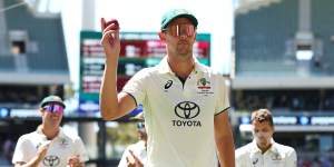 Josh Hazlewood walks off the Adelaide Oval after claiming nine West Indian wickets.