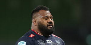 Rebels prop Taniela Tupou during his side’s heavy defeat to the Brumbies in round one.