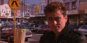 Marcus Graham (Stanley “Wheels” Kovac) on Balmain’s Darling Street in the opening credits of E Street.
