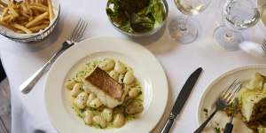 Grilled coral trout with white bean ragout.