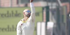 Nathan Lyon in action. 