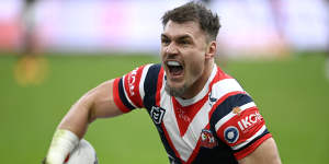 Angus Crichton scored a double for the Roosters on Sunday.