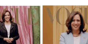 US Vogue was criticised for the dressed-down cover shot (at left),rather than the more styled one (right) which accentuates power.