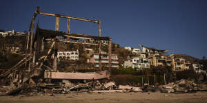 The remains of a home destroyed by the Palisades Fire in Malibu.