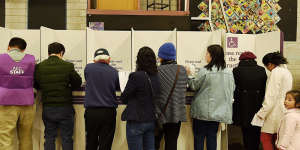 People cast their vote at Cabramatta Public School polling station,Cabramatta.