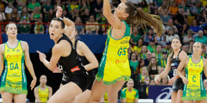 Cara Koenen dominated the circle for the Diamonds in game two of the Constellation Cup series between Australia and New Zealand’s Silver Ferns on Sunday.