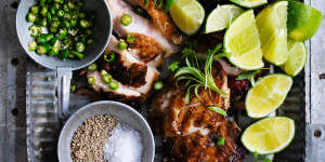 Grilled chicken with salt,pepper and lime dipping sauce.