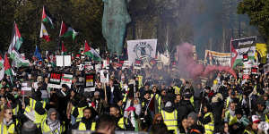 Hundreds of thousands of protesters marched through London in solidarity with Palestinians.