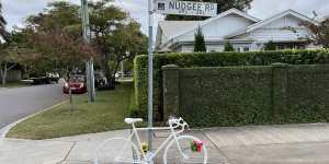 The original ghost bike was chained to a pole at the intersection with Long Street. Council deemed it a safety hazard.