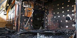 The damage inside Capital Reserve Pavilion in Glen Waverley in April.